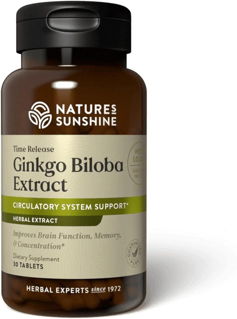 Sunshine Sunshine Time-Release Ginkgo Biloba, 30 Tablets ← promueve la circulación al cerebro y apoya las funciones de memoria y concentración
