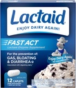 Lactaid Fast Act Lactose Intolerance Caplets with Lactase Enzyme to Prevent Gas, Bloating " Diarrhea Due to Lactose Sensitivity, Ideal para viajar " On-The-Go, 12 Packs of 1-Count