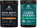 Ancient Nutrition Bone Broth Protein Powder, Salted Caramel, 20 Servings + Organic Supergreens Powder, Greens Flavor, 25 Servings