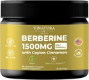 VINATURA Berberine 1500mg - Suplemento de Berberina con canela de Ceylán, Max Potency Berberine HCL - 90 cápsulas