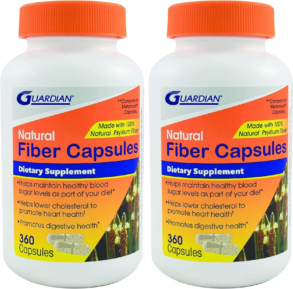 Guardián Psyllium Fiber Capsules, Natural Psyllium Husk (720Ct)