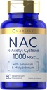 Carlyle NAC Suplemento N-Acetyl Cysteine 1000mg ← 80 Capsules  with Selenium &amp; Molybdenum ← Vegetarian, Non-GMO &amp; Gluten Free
