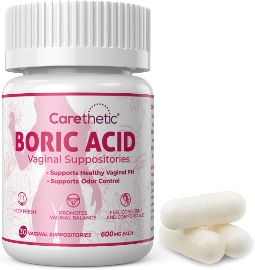 Vaginal Suppositories - pH Balance & Odor Control for Women, 600mg, 30 Count - Gentle Feminine Health