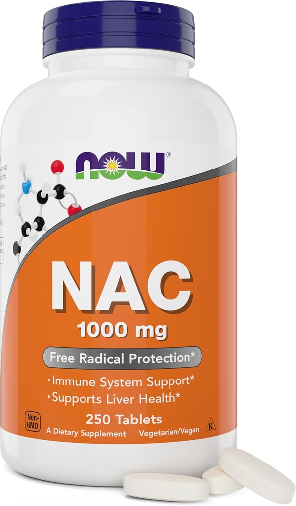 Ahora NAC, 1000 mg, 250 Tabletas, Vegetariano y Vegano, No GMO