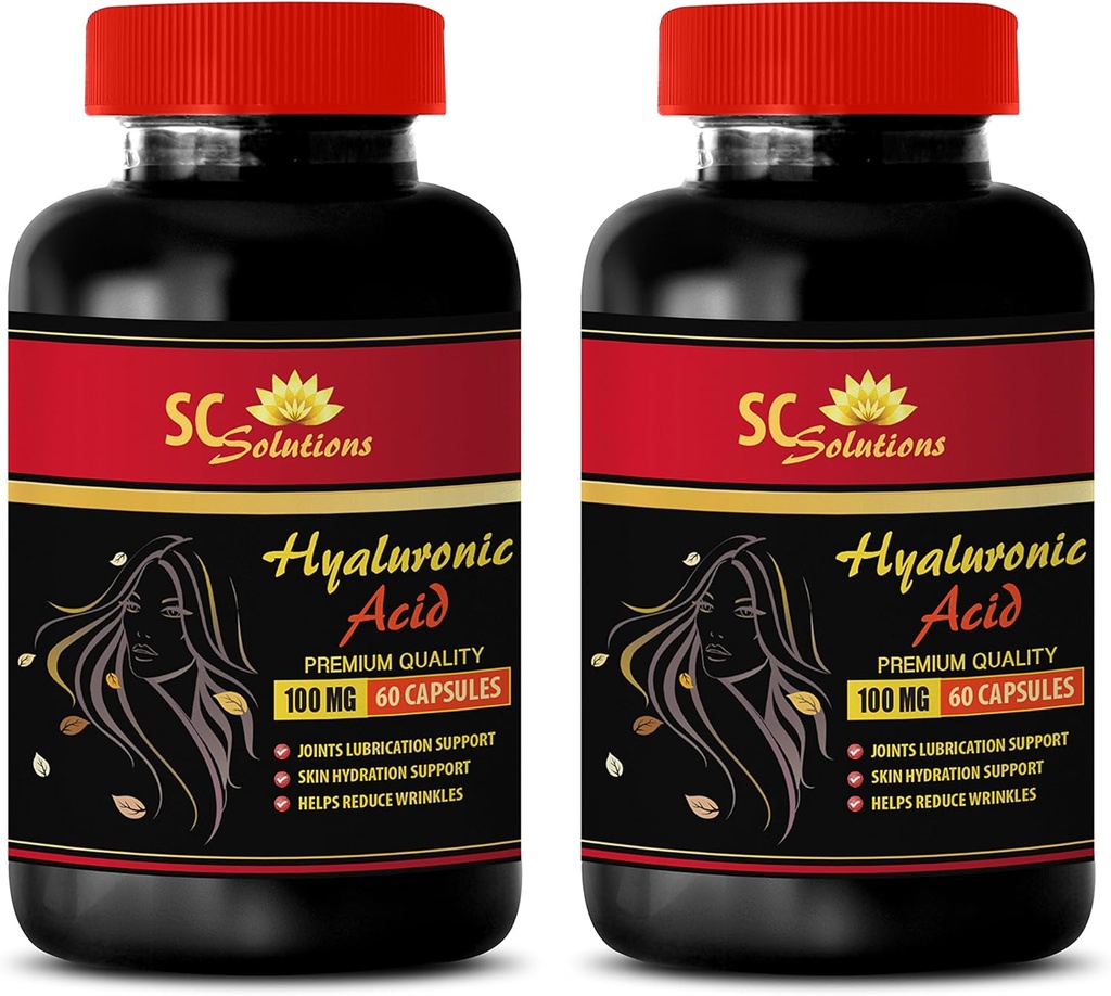 Anti Aging Capsules for face - HYALURONIC Acid Pills 100 mg - suplementos de ácido hialurónico para los ojos - 2 Botellas 120 Capsules