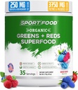 Ecológicos Verdes &amp; Rojos Superfood Powder  Mixed Berry Flavor  tolera 25+ Super Fruits & Veggies, Beets, Prebiotics ← Energizante, Antioxidante-Rich, Keto-Friendly Smoothie Mix ← 35 Servings