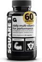 Gains in Bulk Square 1 Multivitamínico y Suplemento Mineral para Mujeres y Hombres, Vitaminas, Enzimas Digestivos y Minerales Orgánicos para la Salud Musculo, Rendimiento y Apoyo Inmunitario, 60 cápsulas