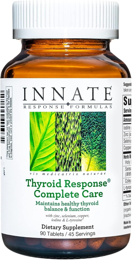 INNATE Response Formulas Thyroid Response Complete Care - Made with Ashwagandha - Maintains Optimal Thyroid Balance and Function - Vegetarian, Gluten-Free, Non-GMO - 90 tabletas (45 Servimientos)