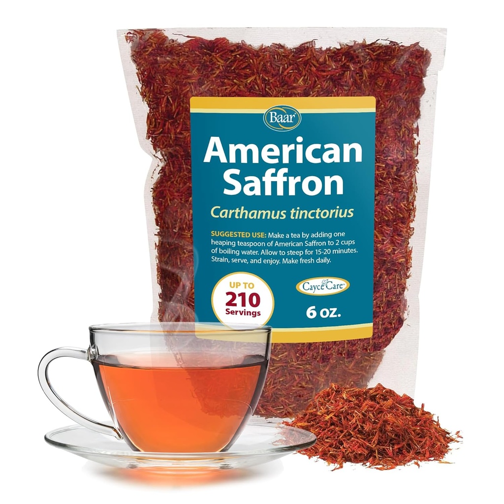 Baar Products - American Saffron Herbal Tea - Asistencia Digestiva " Limpieza intestinal, Ayuda a aliviar la psoriasis, Eczema, Dermatitis - Doctor-Recomendado - 6 oz