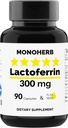 MONOHERB Lactoferrina 300 mg por cápsula - 90 cápsulas vegetarianas - Hecho en EE.UU.