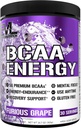EVL BCAAs Amino Acids Powder - BCAA Energy Pre Workout Powder para la recuperación muscular Crecimiento y resistencia - Rehidratación Post Recuperación Bebida con Caffeine Natural - Furious Grape
