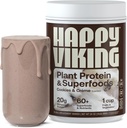 Happy Viking Cookies y Cream Plant Protein Powder, Creado por Venus Williams, 20G Protein, Low Carb, Keto, Vegan, Gluten-Free, Non-GMO, Superfoods, Complete Meal Replacement, 1 Canister