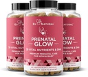 Glow Prenatal Vitaminas para Mujer 3-Pack Bundle – 20-in-1 Nutrientes vitales para el embarazo saludable y el desarrollo fetal – ácido fólico " Vegan DHA Para el crecimiento del bebé " Un embarazo cómodo – 180 cápsulas