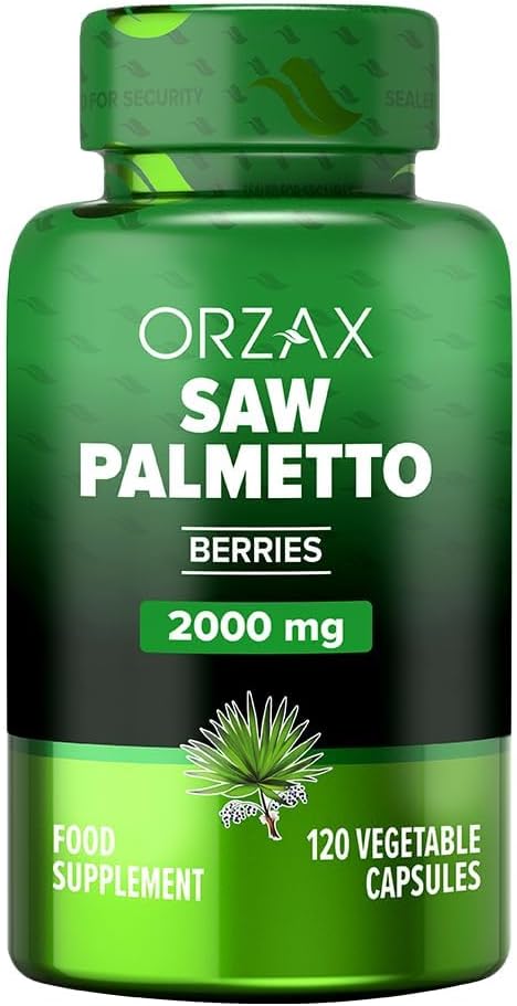 ORZAX Suplemento de próstata con extracto de Palmetto de sierra 2000 mg para hombres - Pelo y soporte urinario - 120 cápsulas de veg - (120-Day Supply)