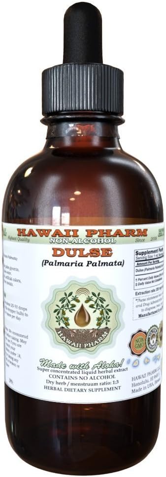 Dulse Alcohol-Free Liquid Extract, Dulse (Palmaria Palmata) Leaf seco Glycerite Hawaii Pharm Natural Herbal Suplemento 2 oz