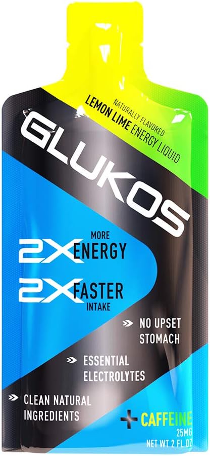 Glukos Energy Gels For Runners 2oz Packets, Running Gels with Electrolytes, Tray of 12 Count