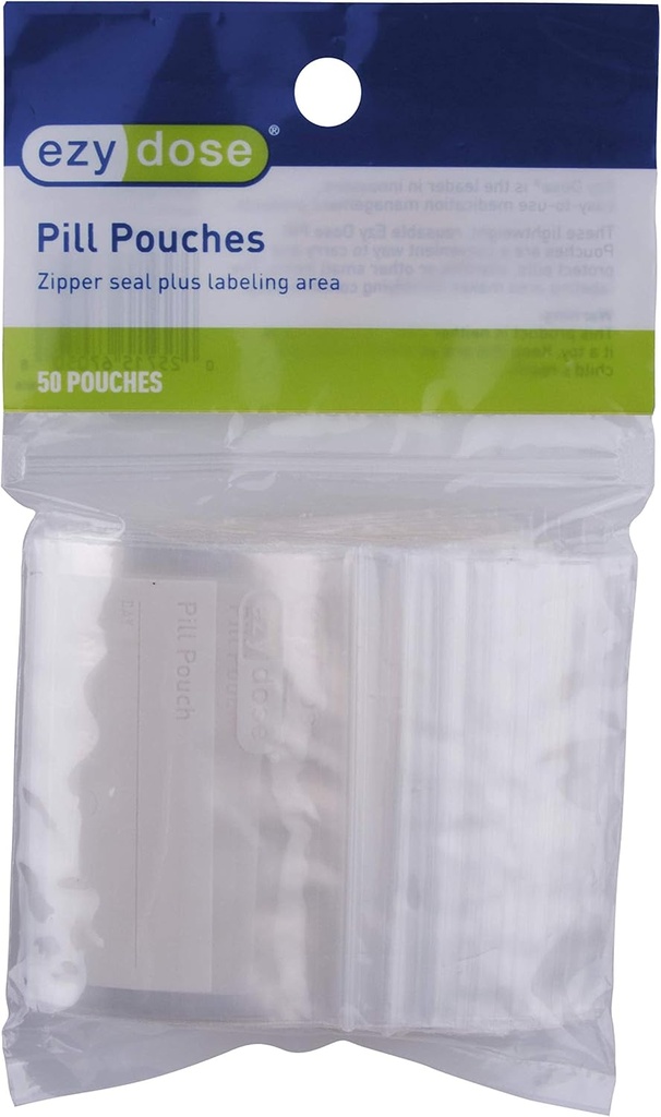 EZY DOSE Píldora desechable, Vitamina y Organizador de Medicina Pouches, Bolsas de sellos de cobre, tamaño de bolsillo, fácil de usar, 50 Conde, BPA Gratis