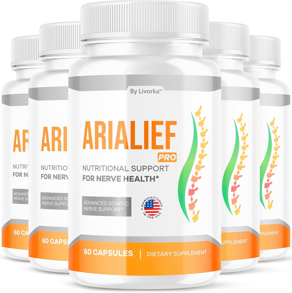 (5 Pack) Arialief Pro Capsules for Sciatica, Arialeaf Nutritional Support for Nerve Health, Arialeaf Prime Palm Sciatica, Aria Leaf Primepalm Aria LIEF Vitamina, 5 meses
