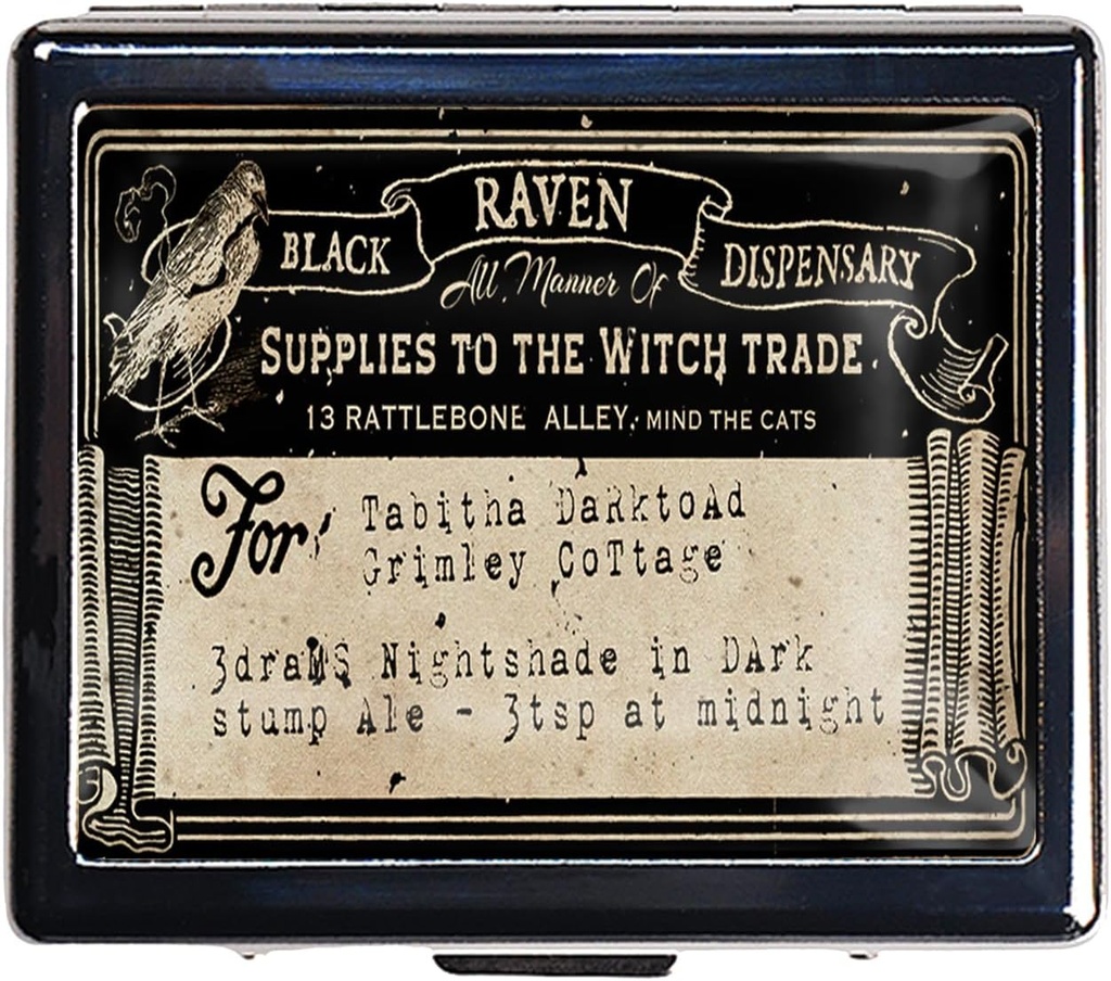 Silver Vintage Pill Box 7 Day Metal Pill Box with Mirror and 8 Compartments Cute Travel Pill Organizer for Purse (Vintage Label)