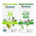 Himalaya Hello Joy with Ashwagandha for Improvement Mood and Spirits & Himalaya Hello Alert Mind with Bacopa for Energy, Focus &amp; Atención, Herbal Supplement, 60 Capsules Cada uno