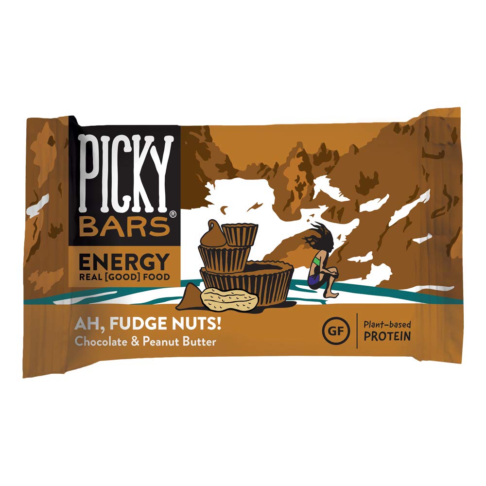 Picky Bars Bares de Energía Alimentaria Real, Proteína Planta Basada, All-Natural, Gluten Free, Non-GMO, Non-Dairy, Ah, Fudge Nuts, Pack de 10