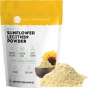 Kate Naturals Sunflower Lecithin Powder para Hornear Pan, Gummies, Cocina. Suplemento de Lecithin para Ducts de Leche Clogged. Sustituto para Powder de Soy Lecithin (12oz, Non-GMO)