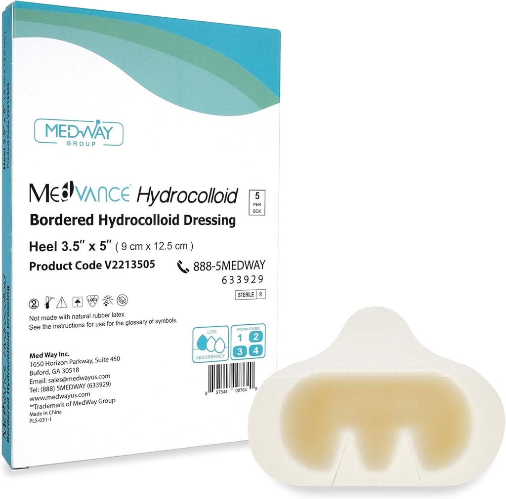 MedVance Hydrocolloid – Fronterizo Hidrocolloide Adhesivo Dressing, Heel/Elbow, 3.5"x5", Caja de 5 apósitos