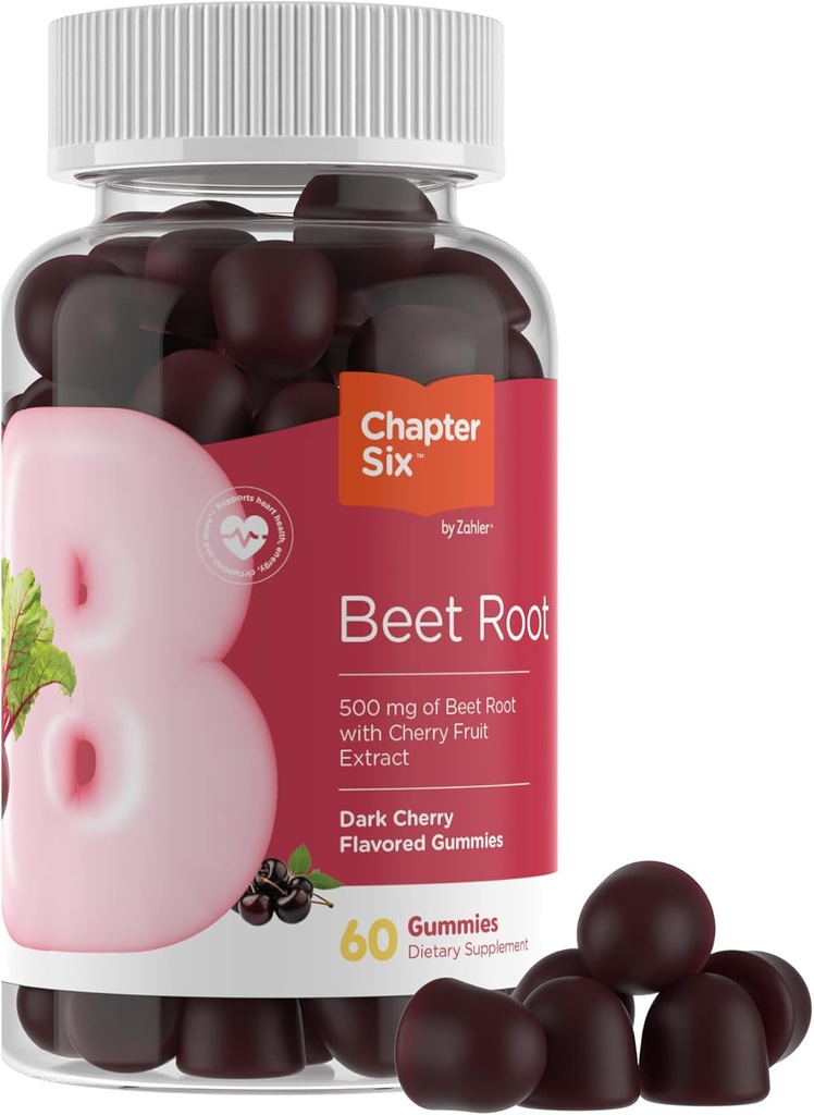 Zahler Beet Root Gummies with Cherry Fruit Extract - 500mg Beet Gummies for Adults - Dark Cherry Flavor - Supports Blood & Nitric Oxide Flow - Vegetarian Kosher Non GMO Beetroot Gummies - 60 Condes