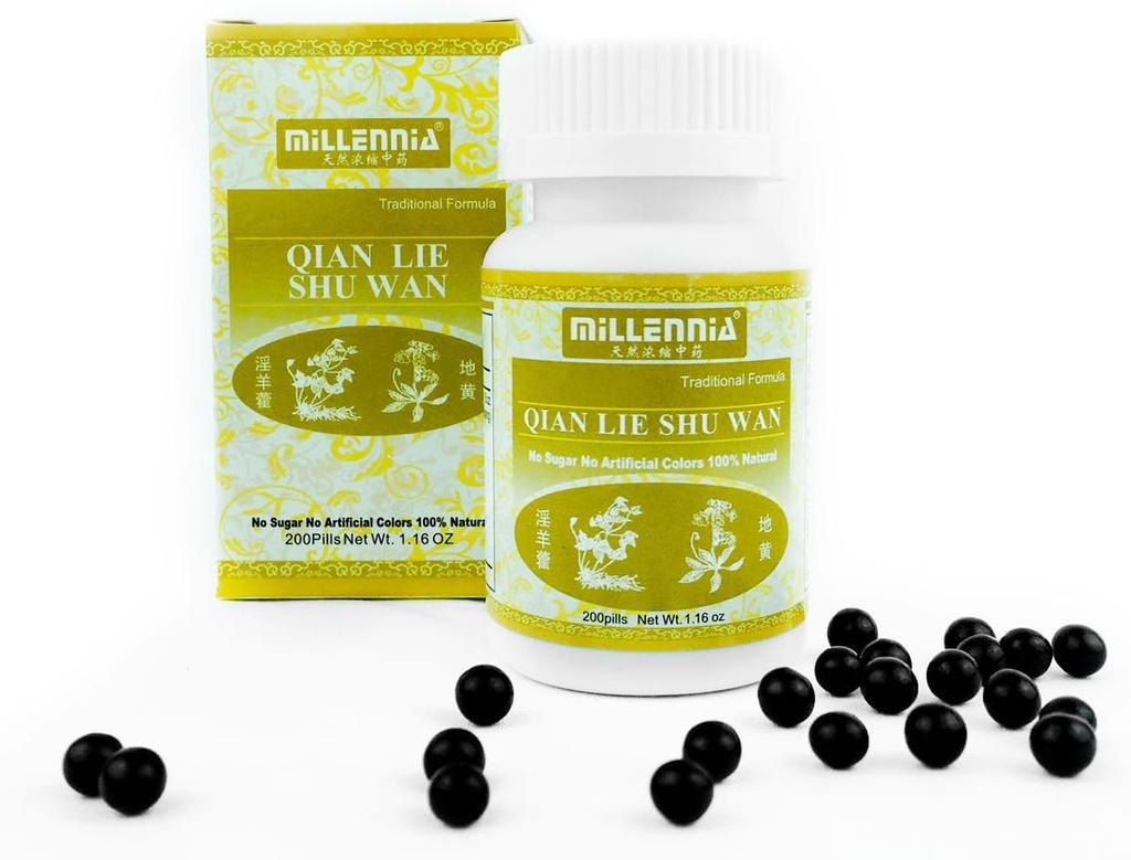 MILLENNIA Herbal Suplemento Píldoras de próstata - Qian Lie Shu Wan - 12 Bottle Pack (200 Píldoras / Botella)