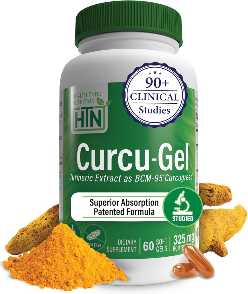 Salud Thru Nutrición Curcu-Gel Complejo de Curcumin Turmérico BCM-95 Softgels, 325mg (Pack de 60)