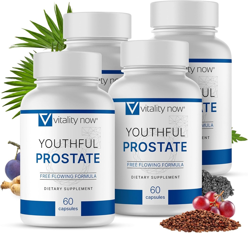 Prostata Juvenil -Saw Palmetto for Men, Boost Energy with Panax Ginseng, Antioxidant Protection, Vitamin E " Lycopene, Promotes Vitality " Well-Being - Prostate Supplement (Pack of 4)