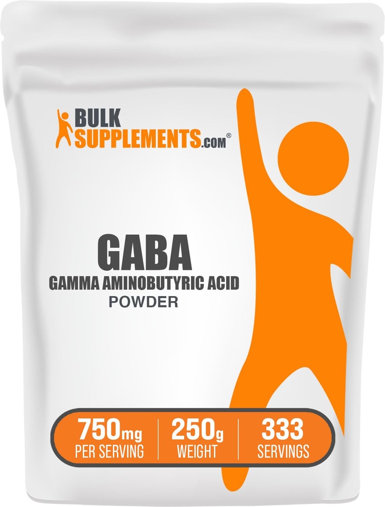 BulkSupplements.com GABA Powder - Gamma Aminobutyric Acid, GABA Supplement, Amino Acid Supplement - Gluten Free, 750mg per Serving, 250g (8.8 oz) (Pack of 1)