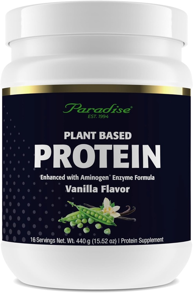 Paradise Herbs Certified Organic Pea Protein Powder, Vanilla Flavor, Vegan, Gluten Free, Non-GMO, Keto, Paleo, 15 Servings, 15.87 oz