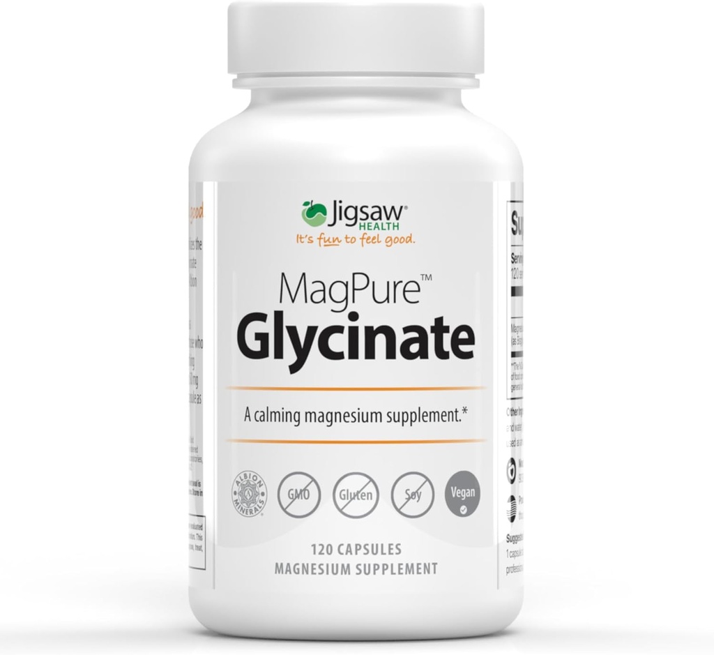 Jigsaw Health MagPure Glycinate tención Premium Magnesium Glycinate Capsules
