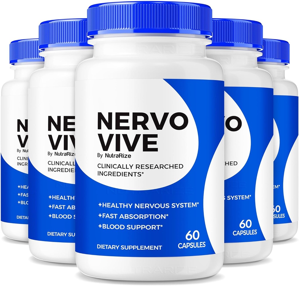 (Pack of 5) NervoVive – Original Nervo Vive Nerve Health Support Fórmula, Total Nerve Care with Natural Ingredients for Comfort & Signal Function ← NervoVive24 Easy-to-Take Daily Pills (300 cápsulas)