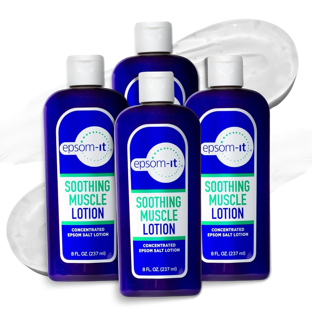 Epsom-It Soothing Muscle Lotion - Epsom Salt Magnesium Sulfate Cream Arnica for Muscle Stiffness, Topical Magnesium Lotion, Provide Comfort for Legs, Knee and Feet, 8.0 oz., 4-Pack