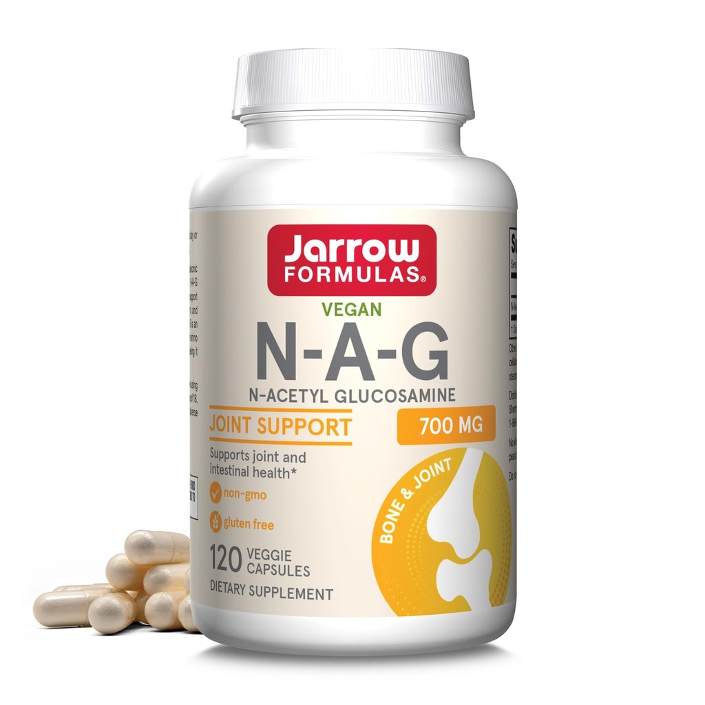 Fórmulas Jarrow N-A-G 700 mg, N-Acetyl Glucosamine, Forma Acetilada de Glucosamina para Bone y Soporte Conjunto, 120 Cápsulas Veggie, Hasta 120 Actuaciones