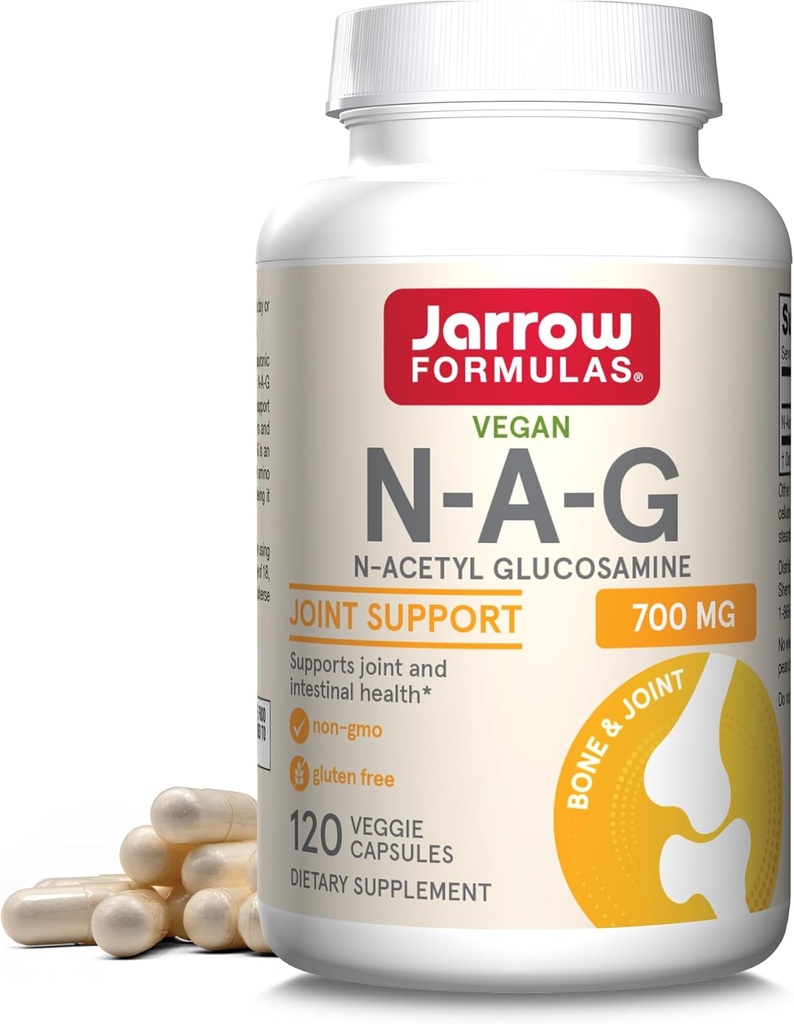 Fórmulas Jarrow N-A-G 700 mg, N-Acetyl Glucosamine, Forma Acetilada de Glucosamina para Bone y Soporte Conjunto, 120 Cápsulas Veggie, Hasta 120 Actuaciones