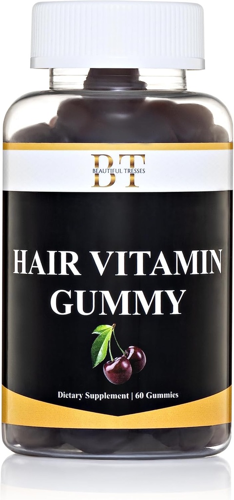Pelo Vitamina Gummy Pelo más sano, Esquín & uñas, Vegan &amp; Planta base Gummies, CHEWABLE BIOTIN, 60 Gummies