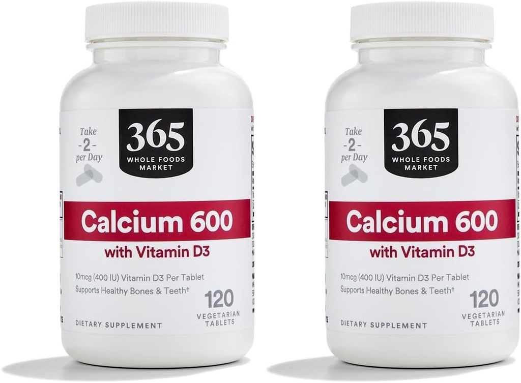 365 por mercado entero de alimentos Calcio con vitamina D3 Tabletas, 120 Cuenta (Pack de 2)
