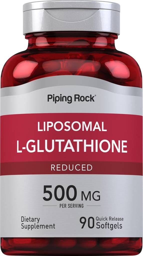 Piping Rock Liposomal Glutathione TEN 500mg TEN 90 Softgels Silencio Reducida Suplemento No GMO, Gluten Free