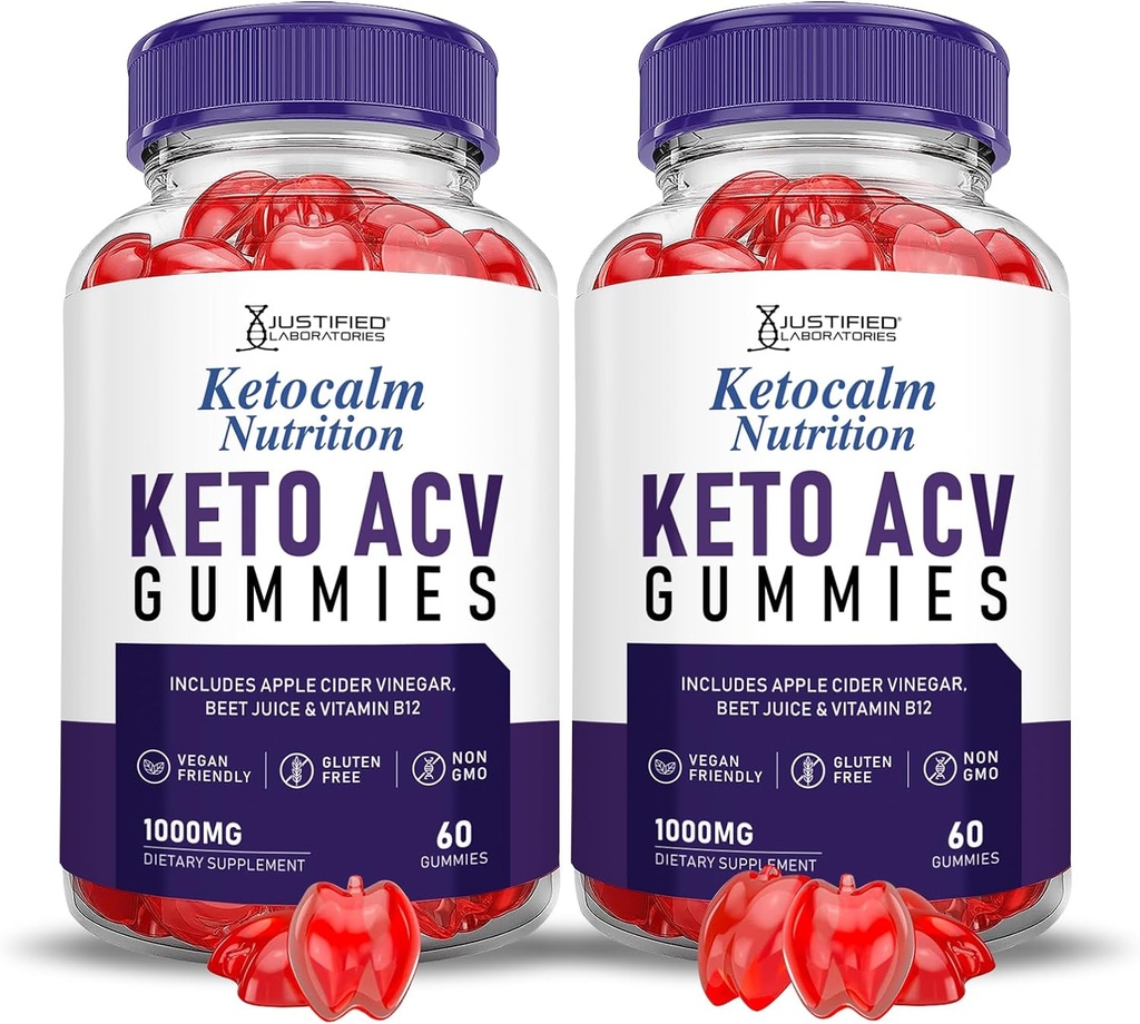 (2 Pack) Ketocalm Nutrition Keto ACV Gummies Advanced Formula 1000MG Keto Calm Nutrition Keto Gummies Apple Cider Vinegar Formulado con Powder Pomegranate Beet Juice B12 Vegan Non GMO 120 Gummys
