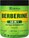 Zolotus Berberine Suplemento 40 en 1, con Sea Moss, Cinnamon, Milk Thistle, Apple Cider Vinegar, Quercetin, Best Supplement for Immune System, Digestion &amp; Heart Health