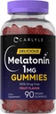 Carlyle Melatonin 1mg Gummies Silencio 90 Conde ← Fruit Flavor Gummy Suplemento  Vegan, Non-GMO, Gluten Free