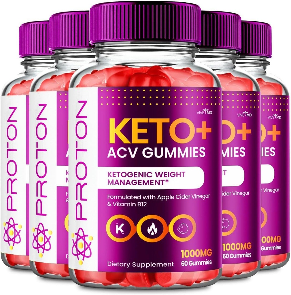 VIVE MD Proton Keto ACV Gummies Advanced Weight Management, Protein Keto ACV Gummies, Proton Keto Plus Gummies con Apple Cider Vinegar Suplemento 1000mg, Proton Keto+ACV Gummies Comentarios (5 Pack)