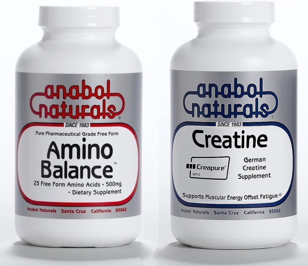 Anabol Naturals Energy Stack: Amino Balance 100 gramos Pure Powder &amp; Creapure Creatine 100 gramos Pure Powder