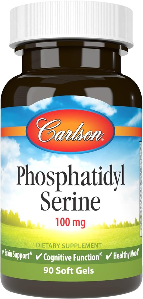 Carlson - Phosphatidyl Serine, 100 mg, Non-GMO, Función cerebral, 90 Softgels