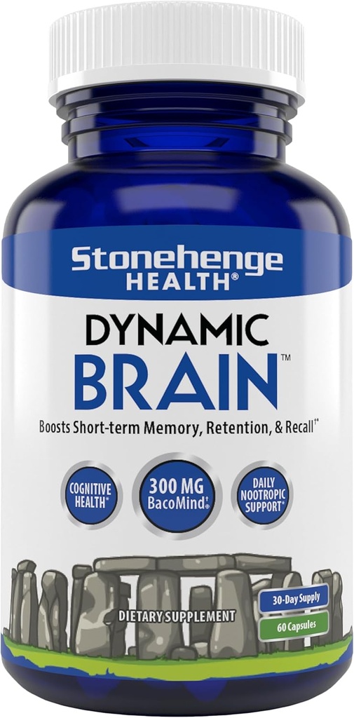 Stonehenge Health Dynamic Brain Supplement – Nueva Fórmula con BacoMind para Adquisición de Memoria, Retención, Recordar con 40 Unique Nootropic: Choline, Phosphatidylserine, y Huperzine A
