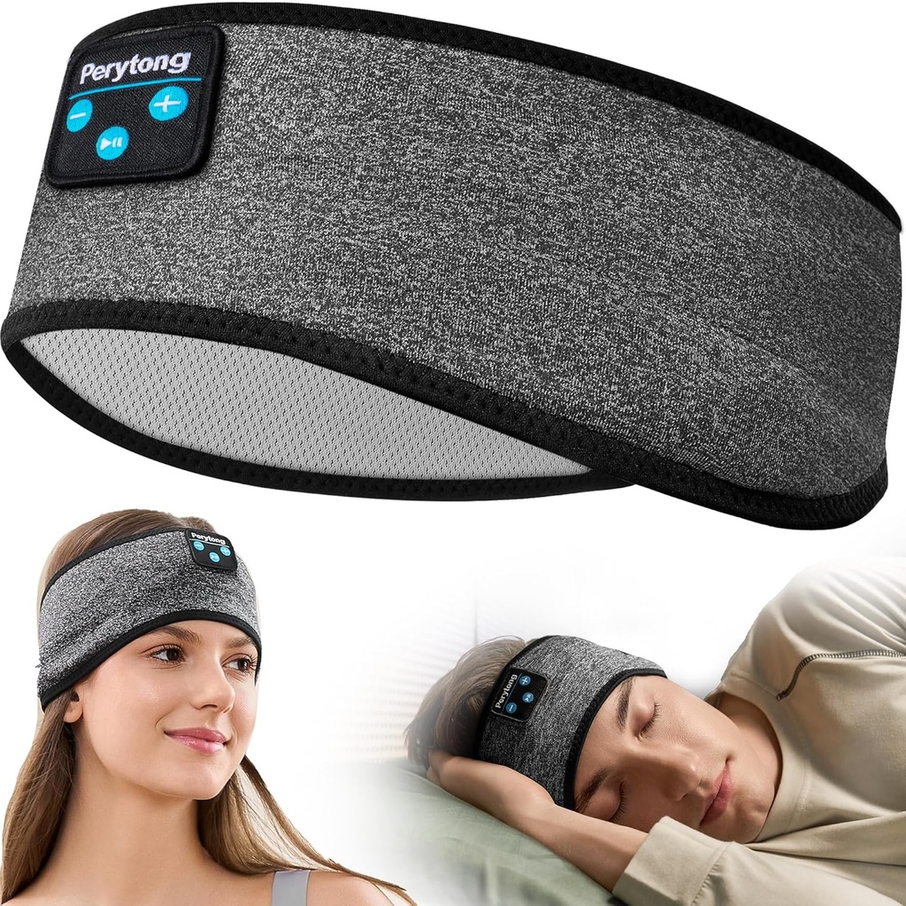 Perytong Banda de Cabeza Inalámbrica con Cómodos Árbulos para Dormir, Máscara de Ojo Durmiente para Mujeres Hombres Workout Running