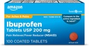 Cuidado básico Ibuprofeno Tablas 200 mg, Dolor/Reductor de Dolor, 100 Cuentas (Paquete puede variar)